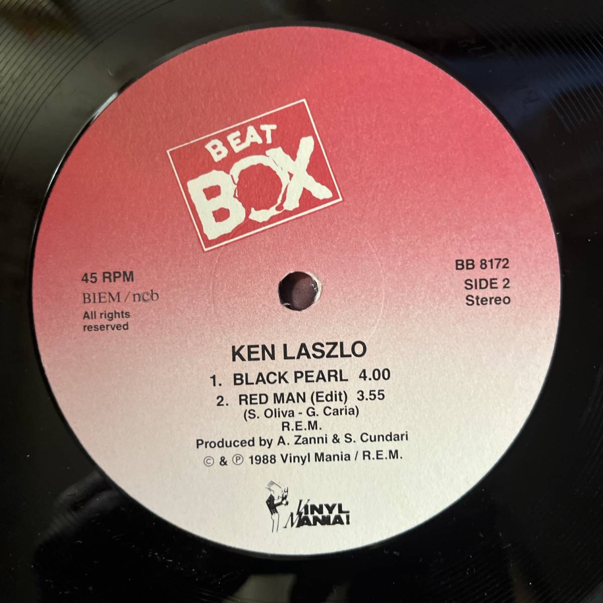 スウェーデン盤　12“ Ken Laszlo Red Man / Black Pearl BB 8172 イタロ・ディスコ_画像4
