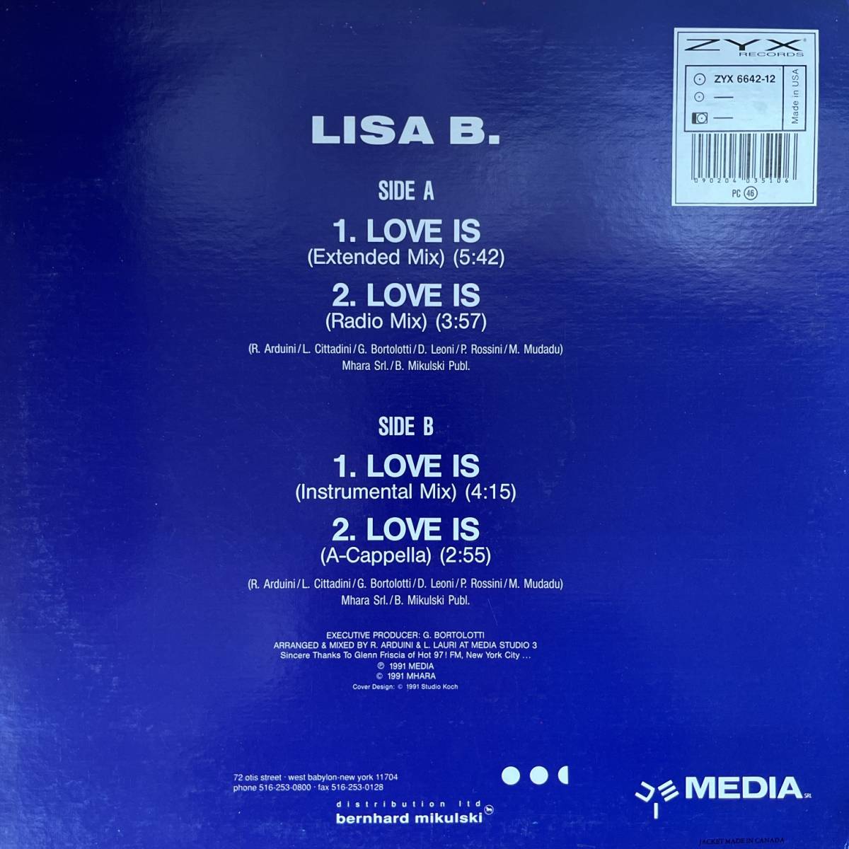 US盤　12“ Lisa B.* Love Is ZYX 6642-12_画像2
