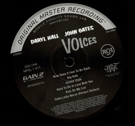 オリジナルマスターレコーディング！US盤2014年プレスLP Daryl Hall & John Oates / Voices【Mobile Fidelity Sound Lab / MFSL 1-411】の画像2