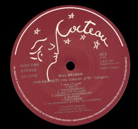 UK盤81年プレスLP！Bill Nelson / Das Kabinett ('The Cabinet Of Doctor Caligari')【Cocteau / JC 2】ビルネルソン シンセ 架空サントラ_画像2