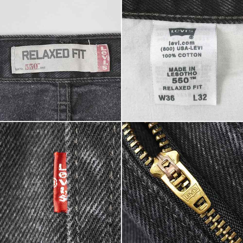 実寸W34 L30 リーバイス Levi's 00's 550 ブラックデニムパンツ バギー 560 silverTab Y2K ビンテージ 古着 (-0492) 黒 W36 L32_画像4