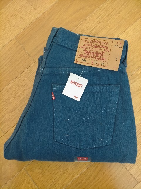 新品 デッドストック 90s 99年 ビンテージ USA製 Levi's501 リーバイス501 後染め ブルー デニムパンツ W30L34 ★505ジーンズ_画像1