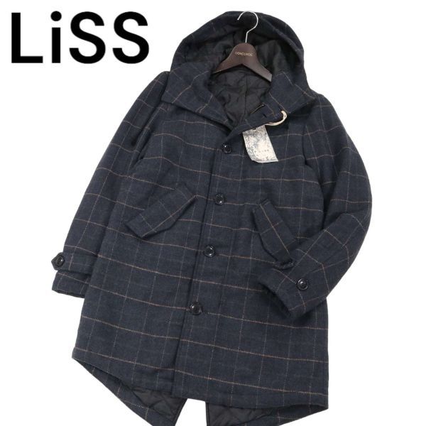 【新品 未使用】 LiSS リス 【chack melton MODS coat】秋冬 中綿★ ウール混 チェック メルトン モッズコート Sz.1　メンズ　I3T01580_A#N_画像1