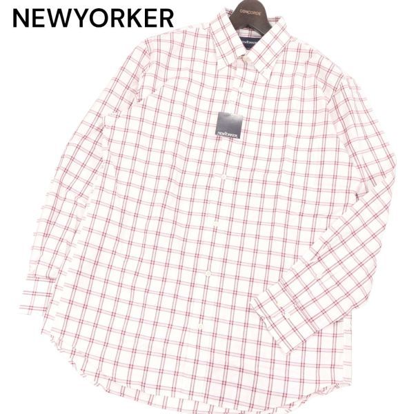 【新品 未使用】 NEWYORKER ニューヨーカー 通年 長袖 ボタンダウン チェック シャツ Sz.L　メンズ　I3T01638_A#C_画像1