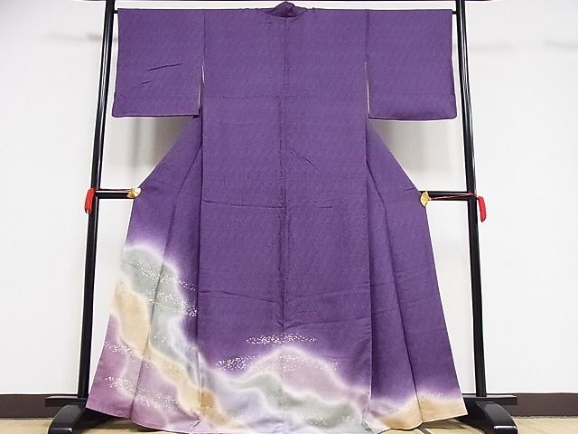 平和屋-こころ店■色留訪問着　霞文　暈し染め　金彩　着丈166.5cm　裄丈67cm　正絹　逸品　B-ph7431_画像1