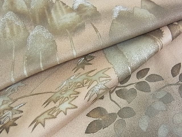 平和屋2■訪問着　刺繍　樹林風景文　暈し染め　銀糸　逸品　ox2916_画像7