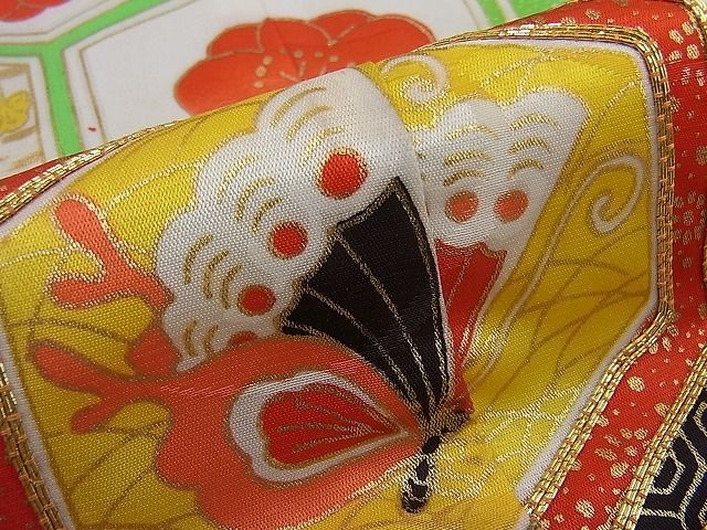 平和屋野田店■七五三　女の子　3歳　祝着　駒刺繍　亀甲牡丹花鳥文　金彩　洗える着物　n-mz6580_画像4