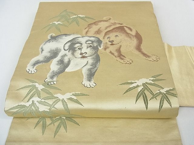 いいスタイル 平和屋2□極上 アンティーク 大正ロマン 九寸名古屋帯 犬