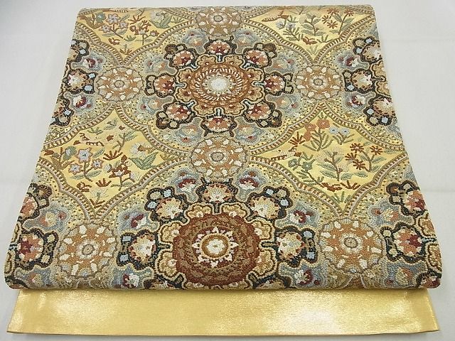 有名なブランド 平和屋1□極上 総相良刺繍 袋帯 絵皿花文 逸品3s4531