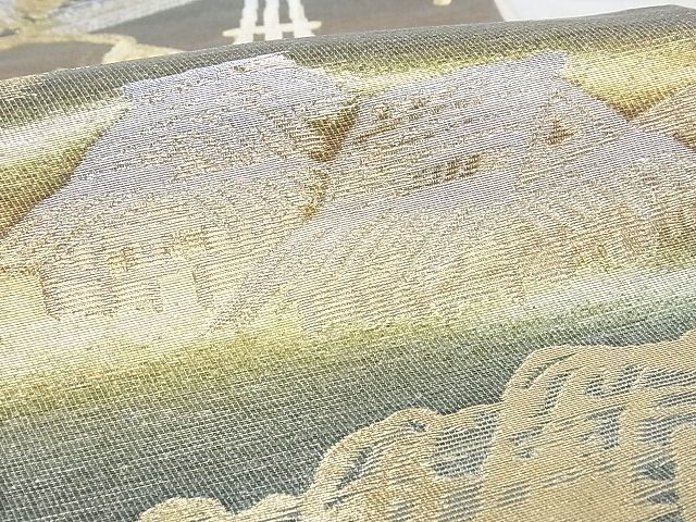 平和屋-こころ店■六通柄袋帯 渡橋風景文 金銀糸 正絹 逸品 A-gk031の画像5