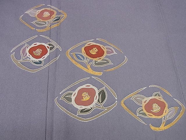 平和屋野田店■訪問着　刺繍　椿横笛文　金彩　逸品　n-hj6330_画像4