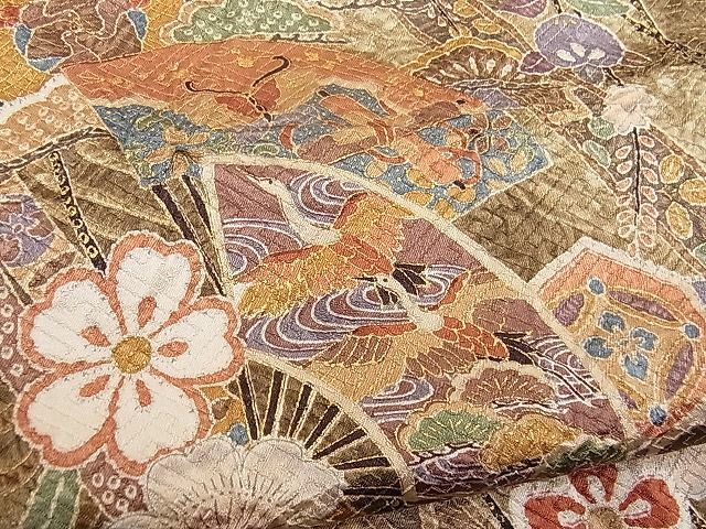 平和屋野田店■上質な小紋　鬘帯吉祥花文　金彩　逸品　未使用　n-kn1082_画像4