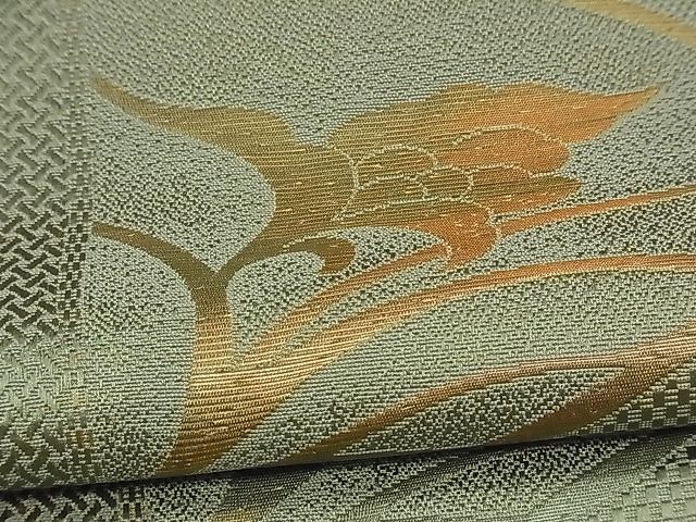 平和屋1■本場筑前博多織　八寸名古屋帯　花唐草文　逸品　ng3240_画像5