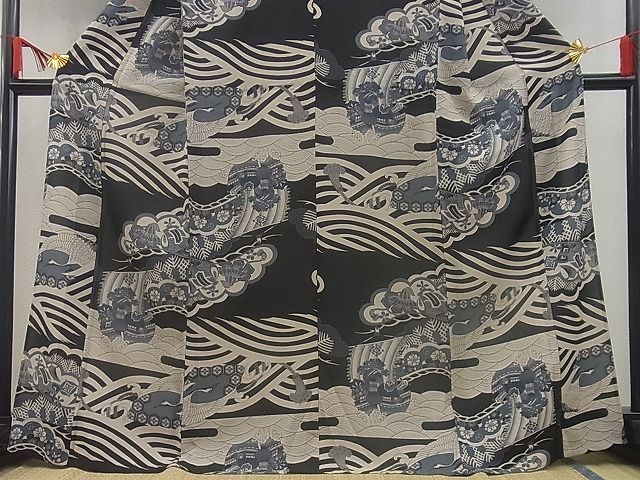  flat peace shop Noda shop # summer thing . pine . fine pattern * yukata combined use seo Alpha . taking ... comb black ground ... kimono 3n-zb0347