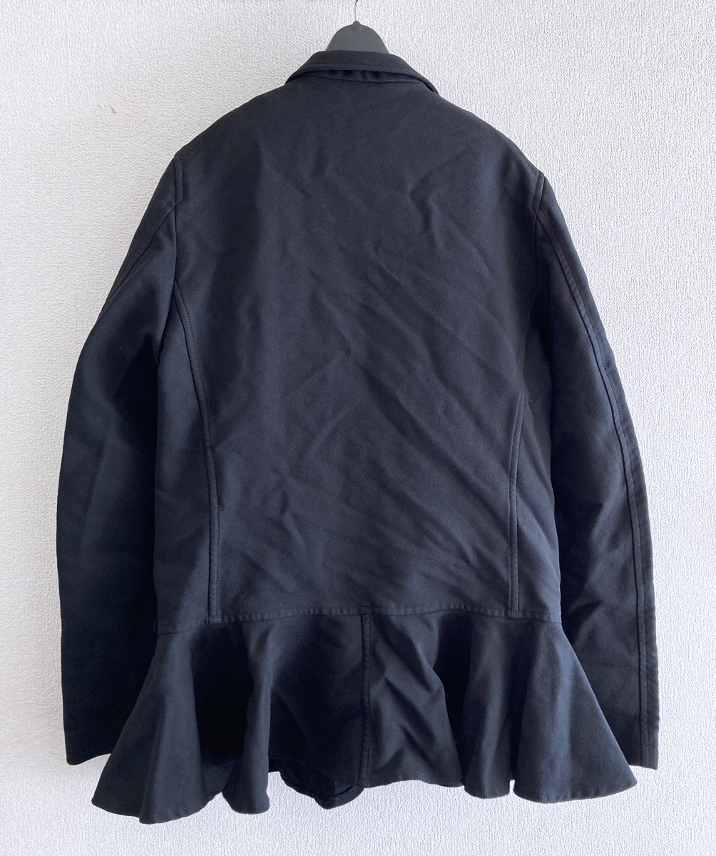 2023 COMME des GARCONS SHIRT 縮絨加工 ポリ縮 フリル 装飾 ジャケット 黒 シャツ _画像2