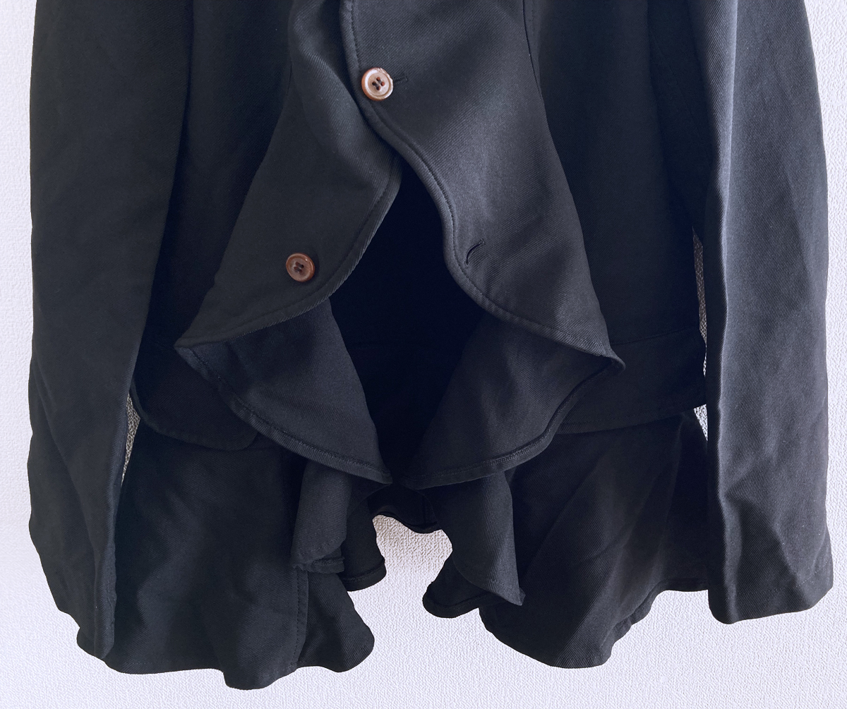 2023 COMME des GARCONS SHIRT 縮絨加工 ポリ縮 フリル 装飾 ジャケット 黒 シャツ _画像4