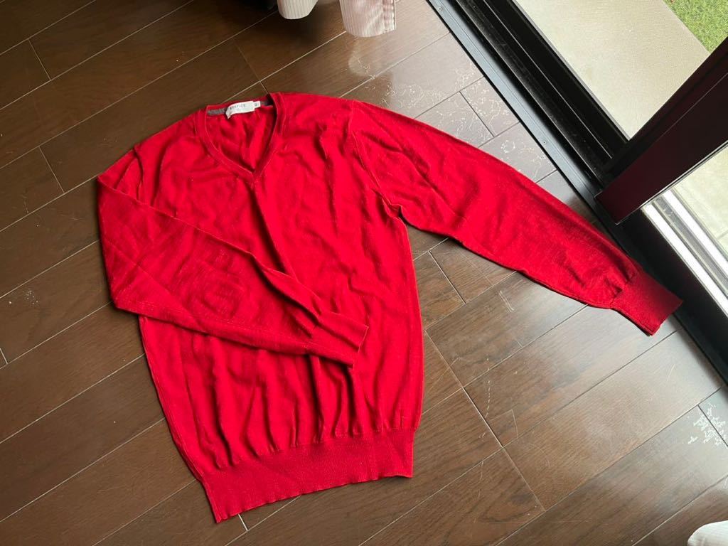EDIFICE エディフィス Ｖネック ニット ウール 赤 長袖 ベイクルーズ レッド 40サイズ メンズの画像2