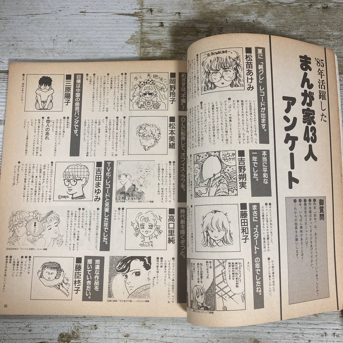 SA16-179 ■ ぱふ　1986年5月 ■ 85年度まんがベストテン!!/松苗あけみ/吉野朔実/藤田和子/岡野玲子＊レトロ＊ジャンク【同梱不可】_画像9