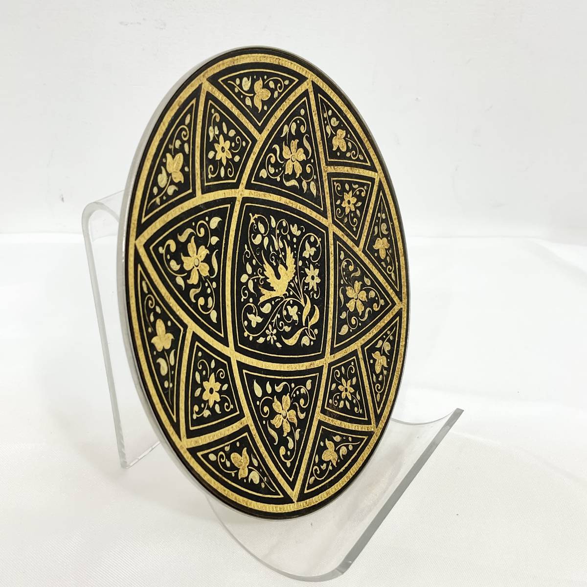 美品】ダマスキナード 純金象嵌飾り皿 スペイン製 直径 約12cm