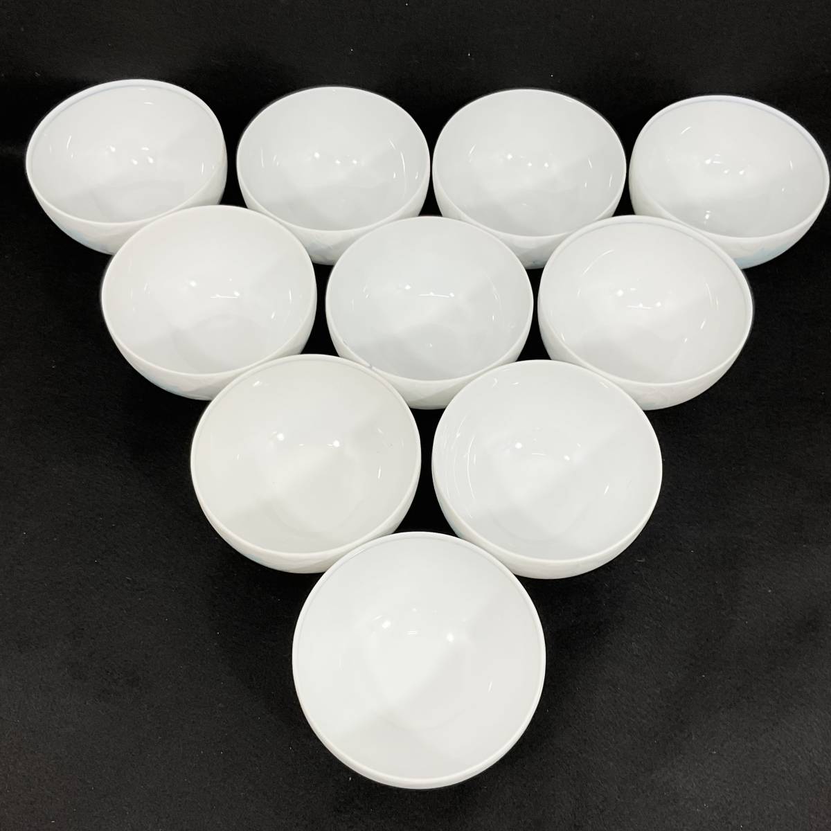 【未使用】前畑陶器 庫山窯 湯呑み 10客セット 陶磁器 和食器 花柄 白 ホワイト（Ｅ1110）の画像3