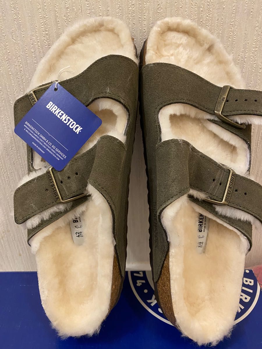 ビルケンシュトック  BIRKENSTOCK ARIZONA アリゾナ　1012244 グリーン　ボア　ファー　42 　27cm