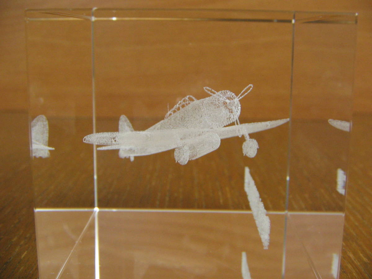  0 type . on fighter (aircraft) . two type 3D crystal Laser sculpture art paper weight 