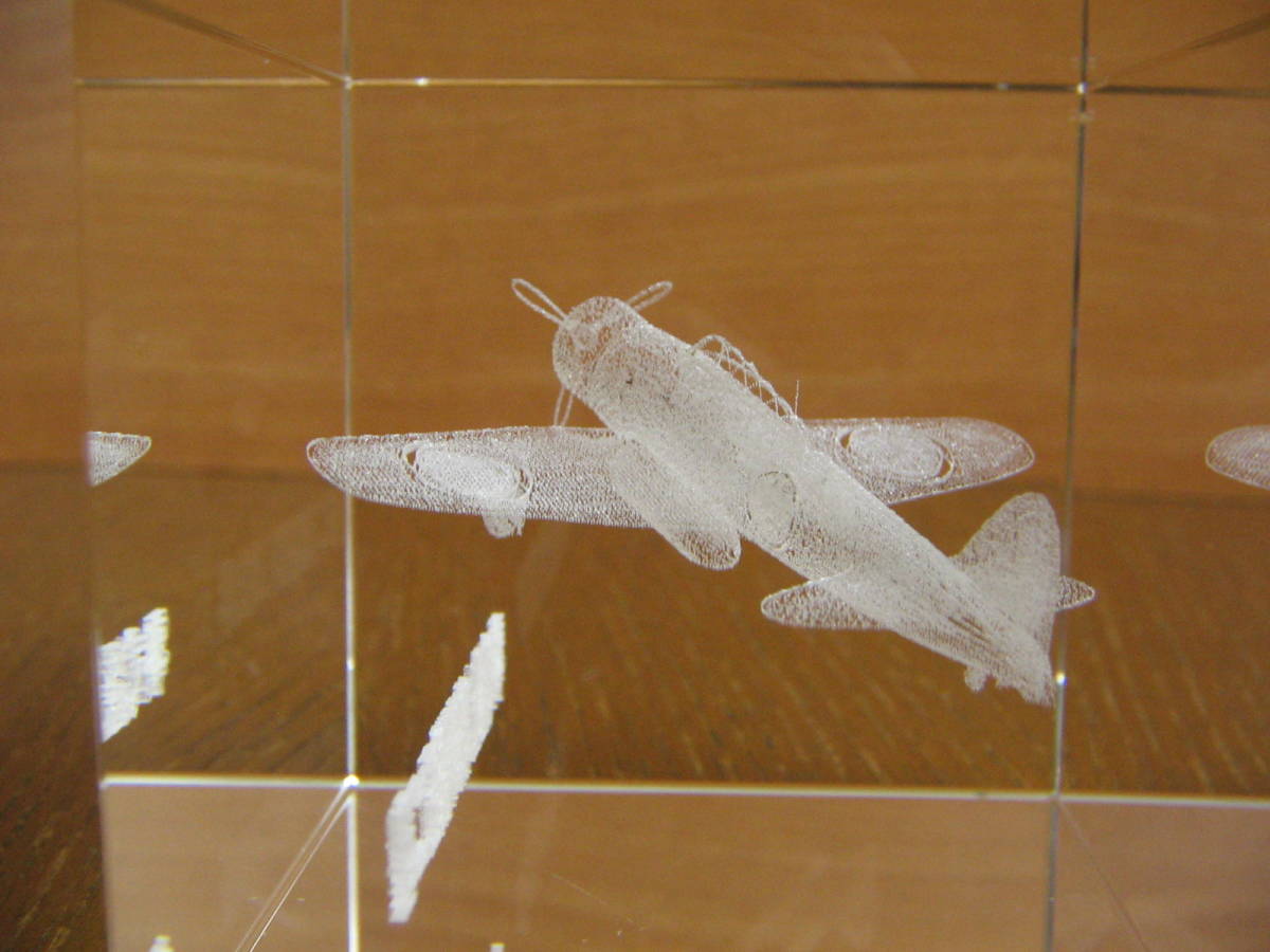  0 type . on fighter (aircraft) . two type 3D crystal Laser sculpture art paper weight 