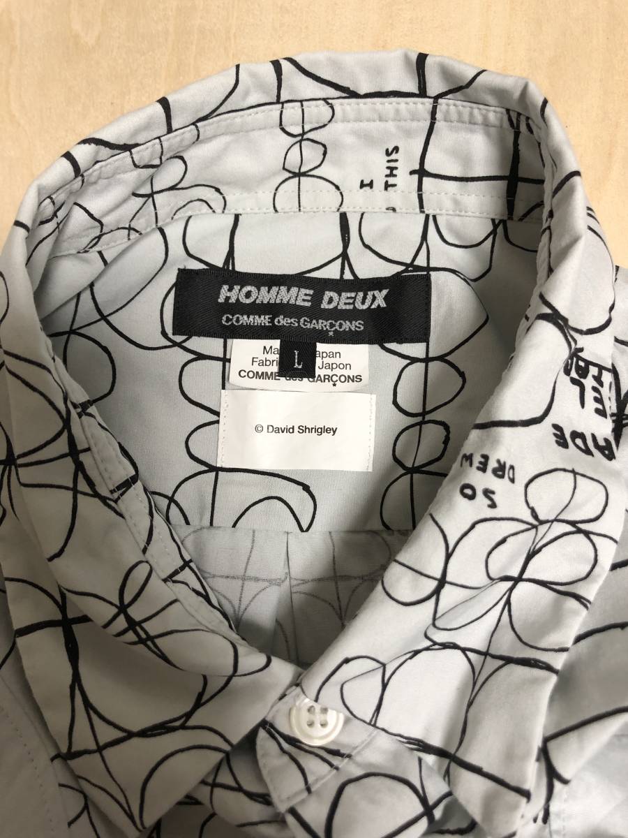 COMME des GARCONS HOMME DEUX × David Shrigley コムデギャルソンオムドゥ 長袖シャツ サイズL_画像3