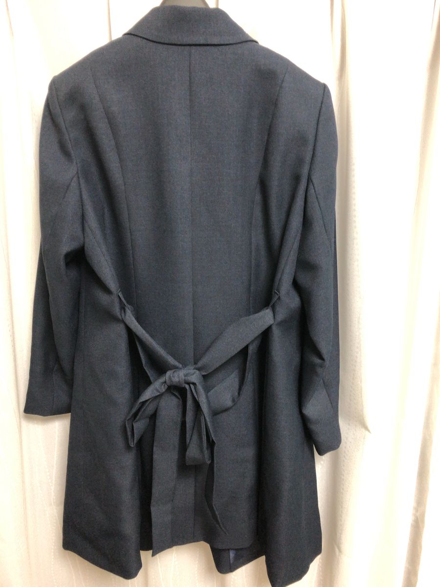 【未使用】テーラードジャケット ロング丈 紺 ネイビー 23号 大きいサイズ コート アウター リクルート ビジネス リボンベルト