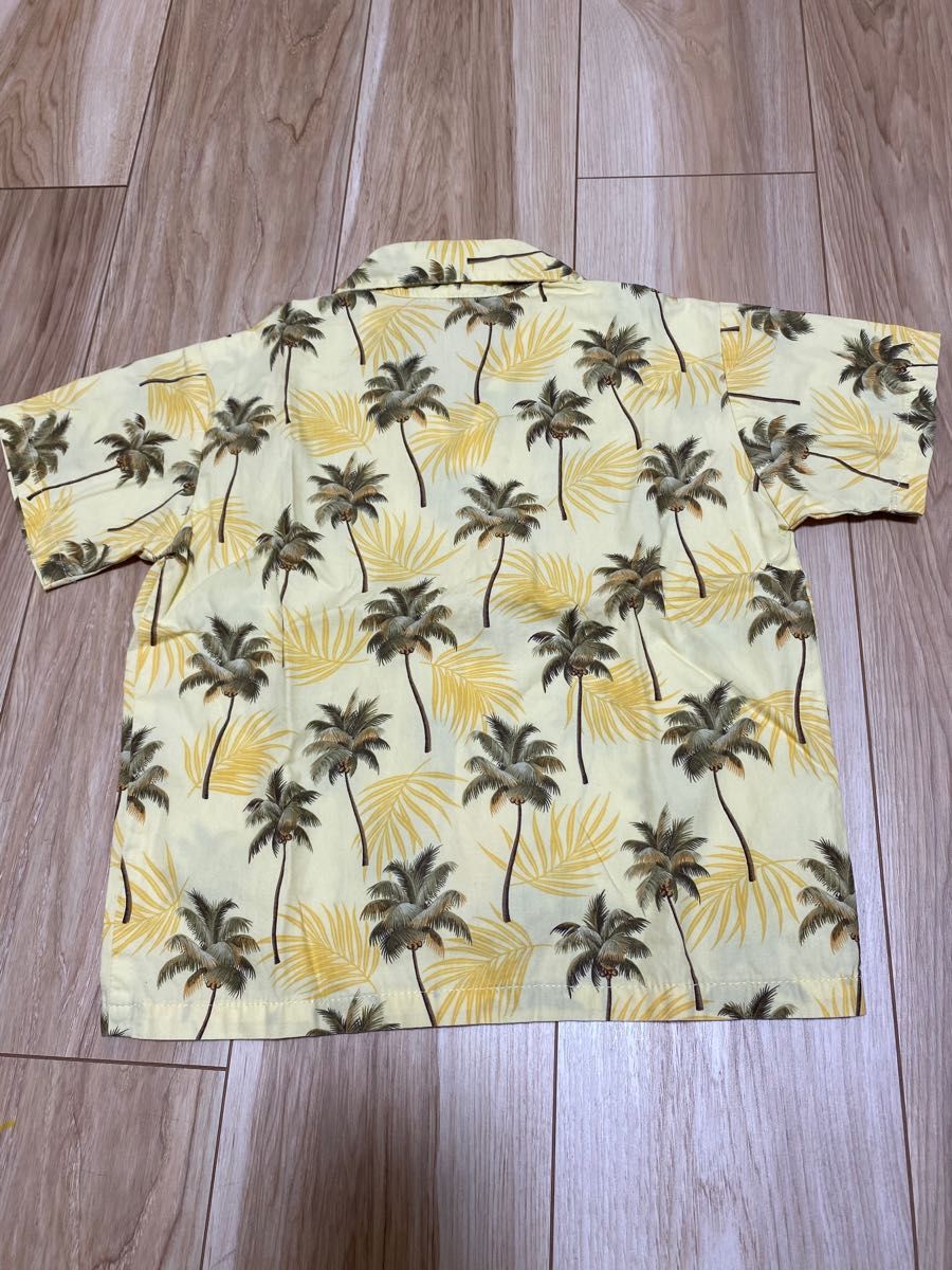 キッズ　アロハシャツ　Made in Hawaii ヤシの木　上下セット 半袖シャツ