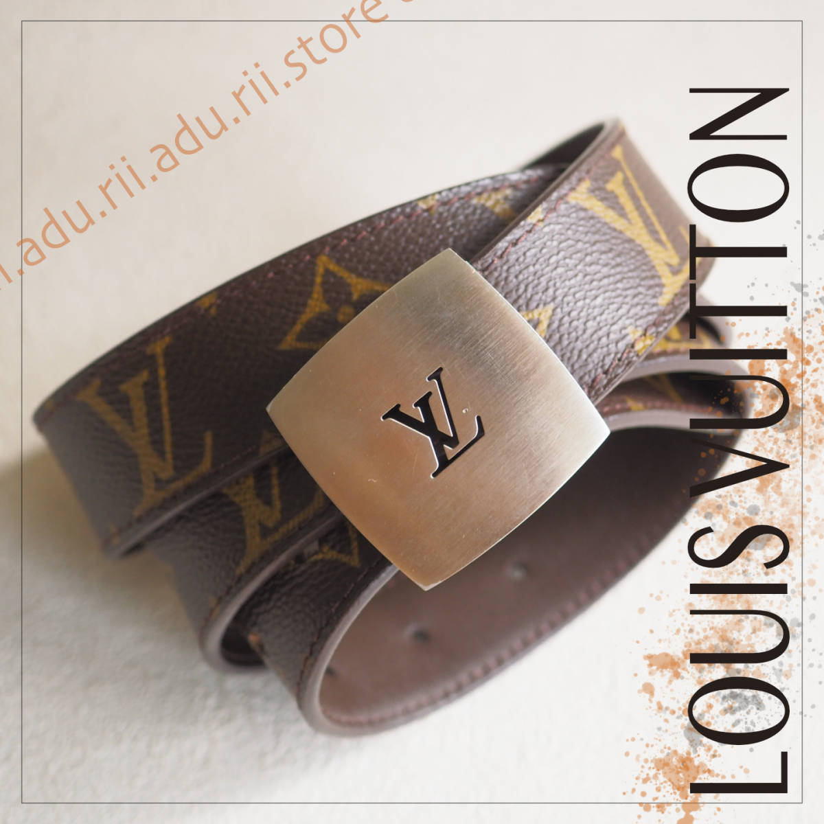 ルイヴィトン LOUIS VUITTON サンチュール LV ベルト M6888V 表記85/34 シルバー金具 / ブランド メンズ レディース パンツ 洋服