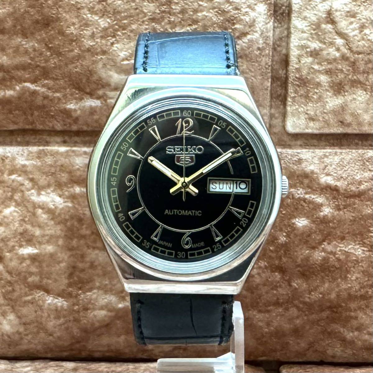 人気】セイコー5 機械式自動巻き メンズ腕時計 ヴィンテージ ブラック 