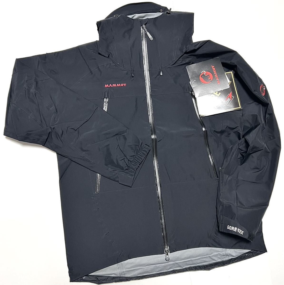 XL 新品 マムート 防水 ゴアテックス レインスーツ 黒 レイン 上下 セット レインウェア 雨具 GORETEX セットアップ ジャケット パンツ_画像3