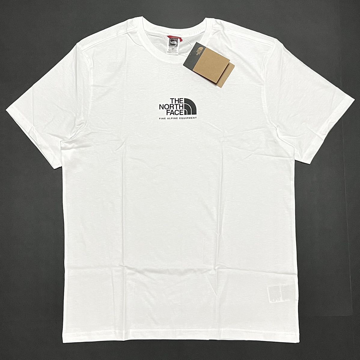 M 新品 海外限定 ノースフェイス センター ロゴ Tシャツ 白 ホワイト FINE ALP TEE 3 半袖 ショートスリーブ ファイン アルプ ロゴT_画像4