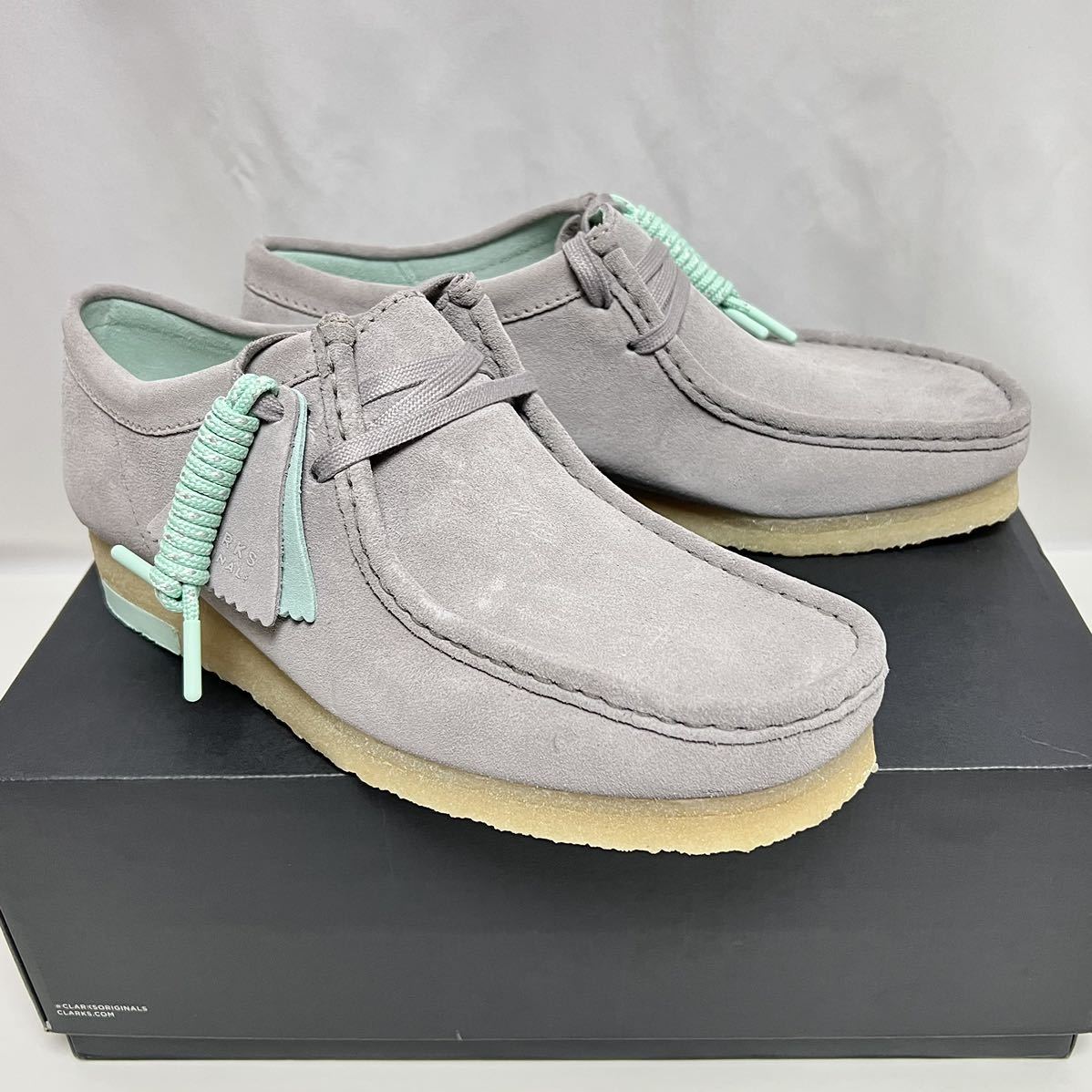 26.5cm 新品 クラークス オリジナルス Wallabee ワラビー ロー グレー UK8.5 ホワイト スエード ClarksOriginals ローカット モカシン_画像1