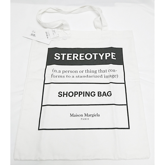 新品 メゾンマルジェラ ロゴ入り STEREOTYPE トートバッグ ショッピング バッグ エコバッグ 白 ステレオタイプ 1CON TOTEBAG_画像5