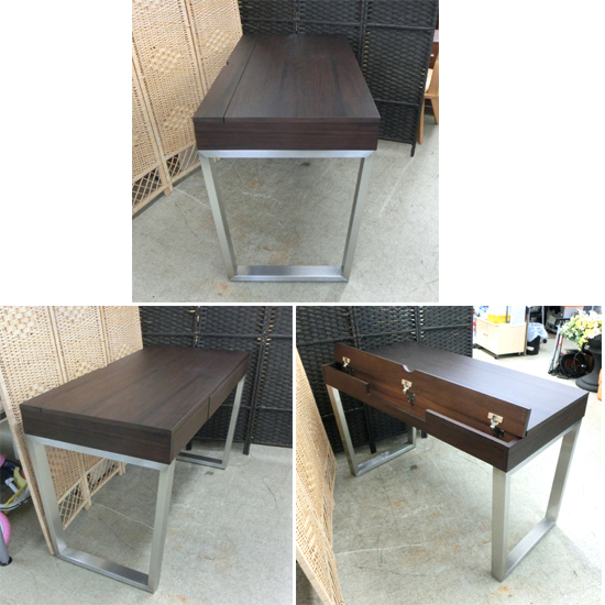 dinostinosGlanPlus gran plus desk 120. walnut material PC desk stainless steel legs Sapporo city west district 