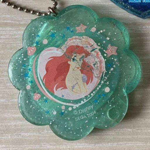  Disney Ariel hand-mirror sliding type comb attaching compact mirror ball chain attaching Disney hand mirror brush comb Princess flower type green 