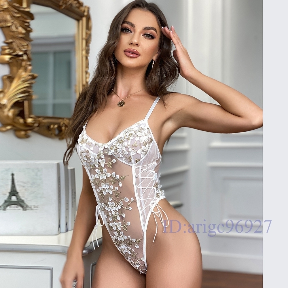 D38 новый товар прекрасное качество вышивка супер sexy Leotard baby doll ero нижнее белье костюмированная игра костюм белый S