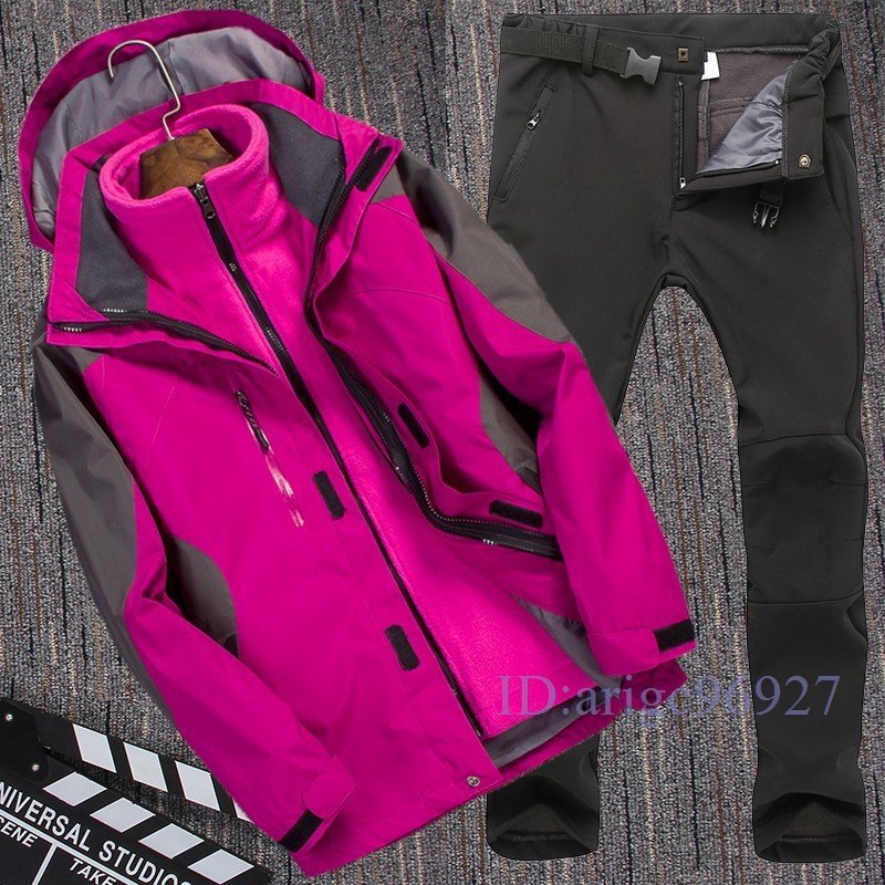 A0067☆新品スキーウェア メンズ レディース スノーボードウェア 上下セットスキー ジャケットパンツ 登山 男女兼用 撥水防風 S~30XL_画像2