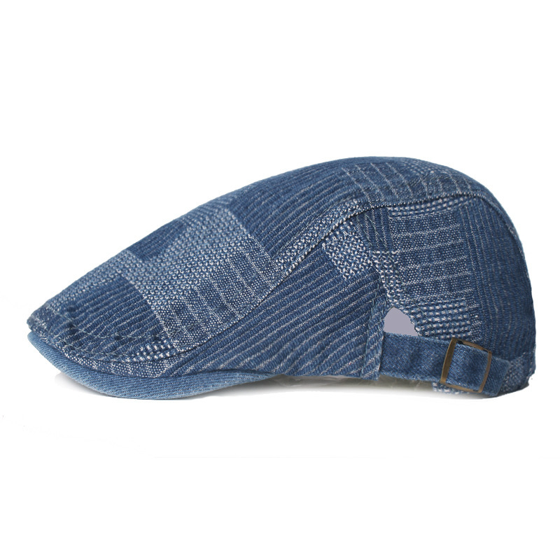 デニム ハット 帽子 ベレー帽 ハンチング メンズ カラーマッチング レトロ 頭囲55~59cm ブルーの画像2