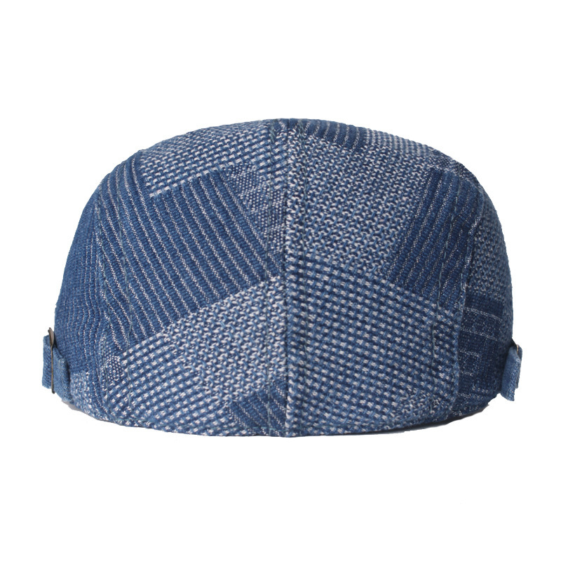 デニム ハット 帽子 ベレー帽 ハンチング メンズ カラーマッチング レトロ 頭囲55~59cm ブルーの画像3