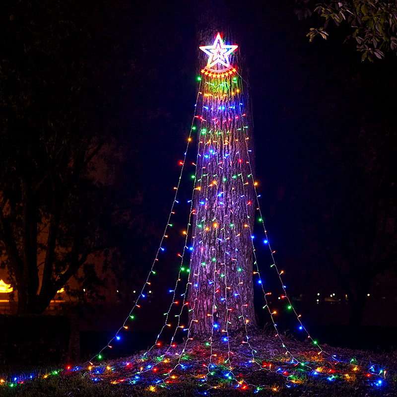 LEDイルミ 星型 ナイアガラ LEDイルミネーション 飾り付け 8種点灯モード カーテンライト つらら 照明装飾 クリスマス 彩色_画像1