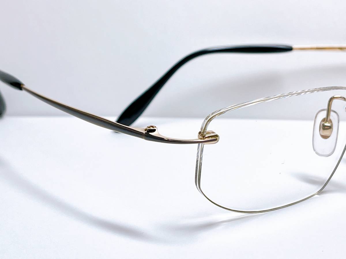 ふちなし 日本製 メガネ ★ チタン 軽量 ゴールド ★ ツーポイント 男性用 メガネフレーム の画像2