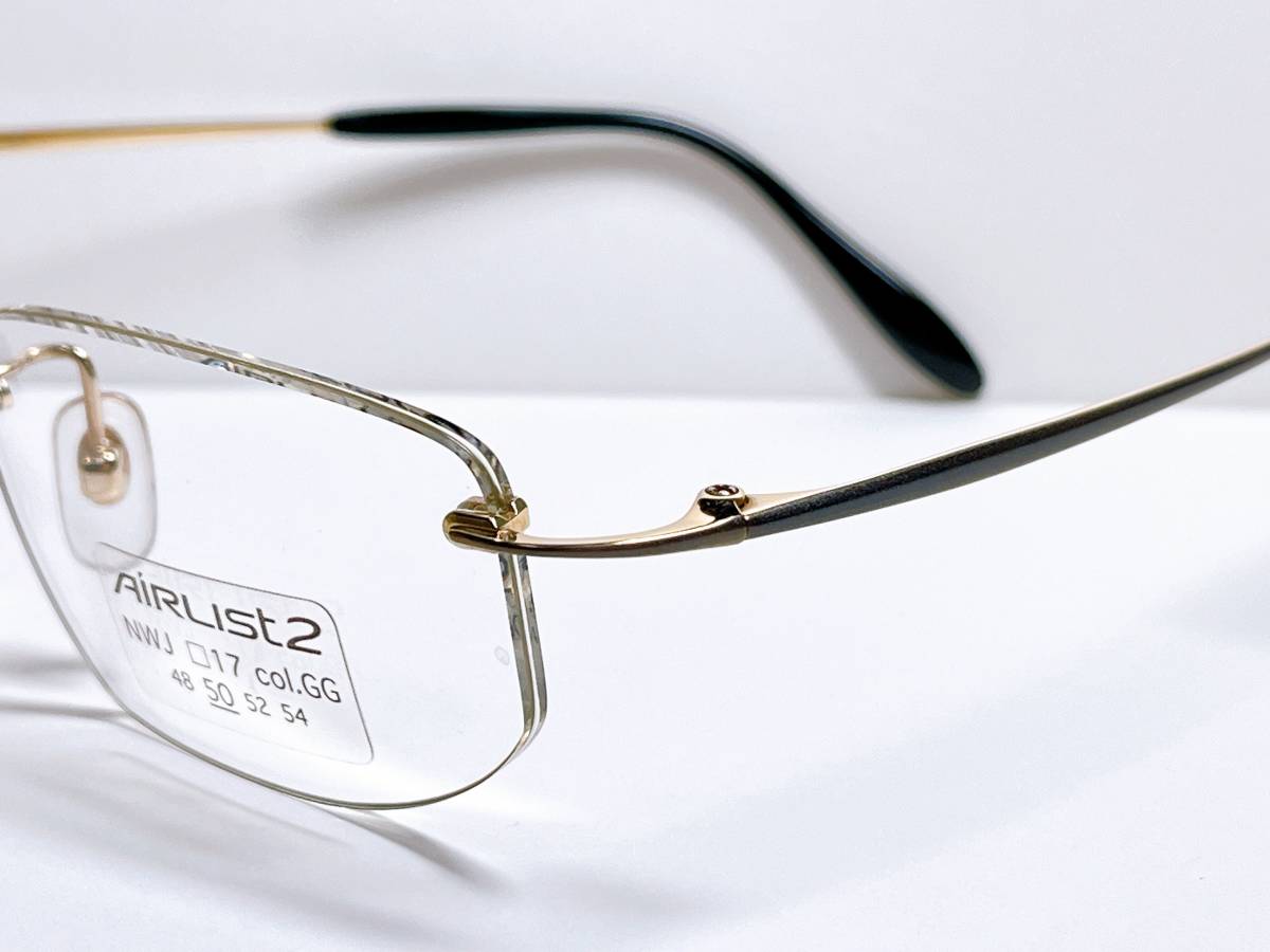 ふちなし 日本製 メガネ ★ チタン 軽量 ゴールド ★ ツーポイント 男性用 メガネフレーム の画像5