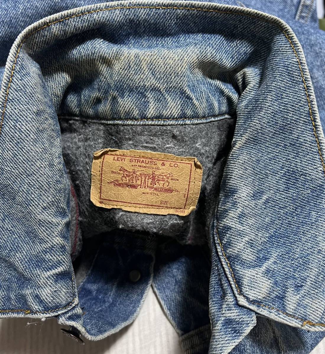 80s Levi's 71506 ヴィンテージ デニムジャケット ブランケット付き 40 USA製 リーバイス Gジャン スモール e _画像9