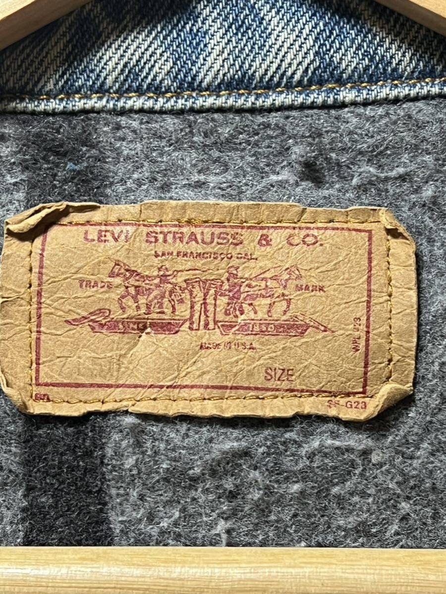 80s Levi's 71506 ヴィンテージ デニムジャケット ブランケット付き 40 USA製 リーバイス Gジャン スモール e _画像4