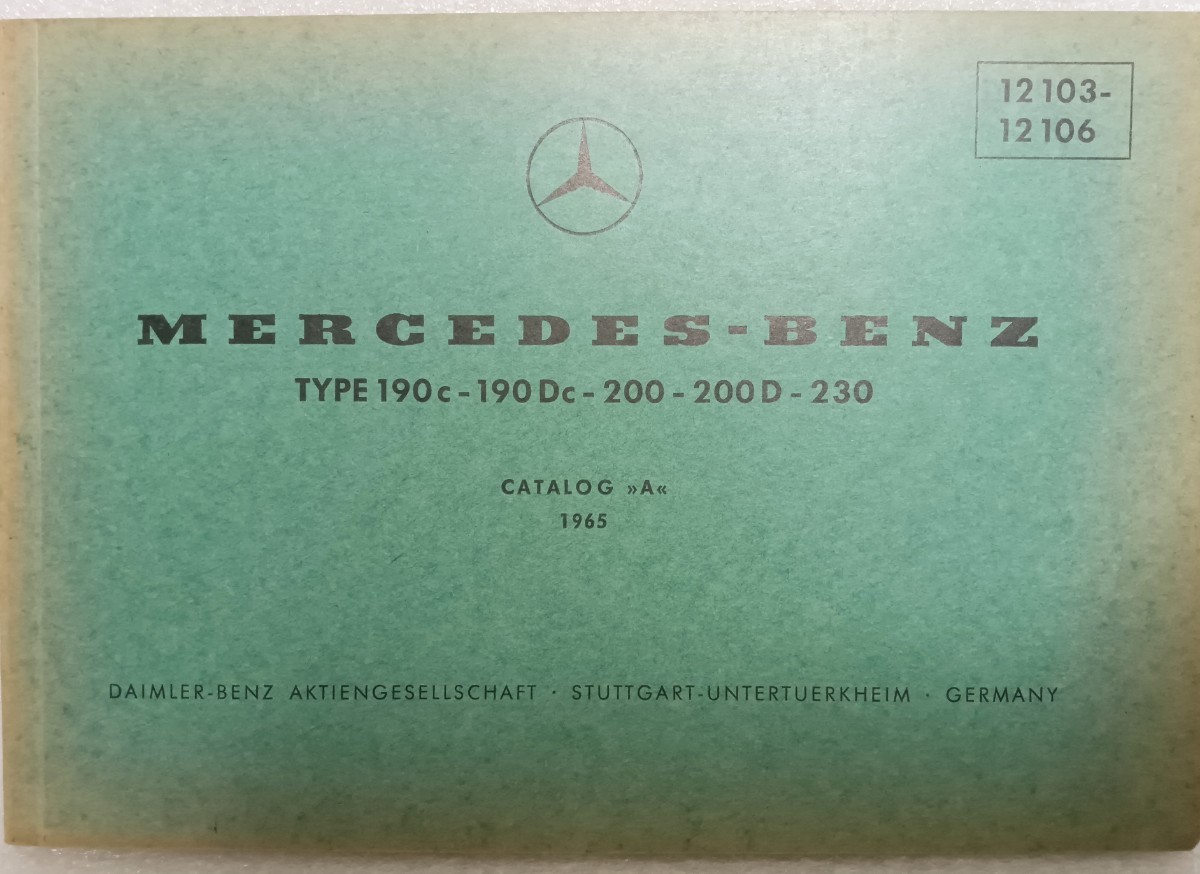 メルセデスベンツ 1965年 W110 190c 190Dc 200 200D 230 パーツリスト 分解書 整備書