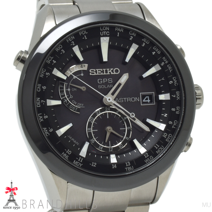 セイコー 腕時計 メンズ アストロン ソーラーGPS衛星電波 チタン ブラック文字盤 SBXA003 7X52-0AA0 SEIKO 美品_画像2