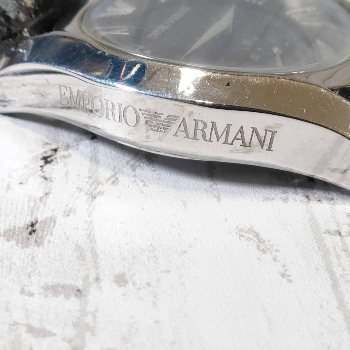 エンポリオアルマーニ EMPORIO ARMANI AR-0643 クォーツ スモセコ 腕時計 革ベルト 稼動品 【14132_画像4